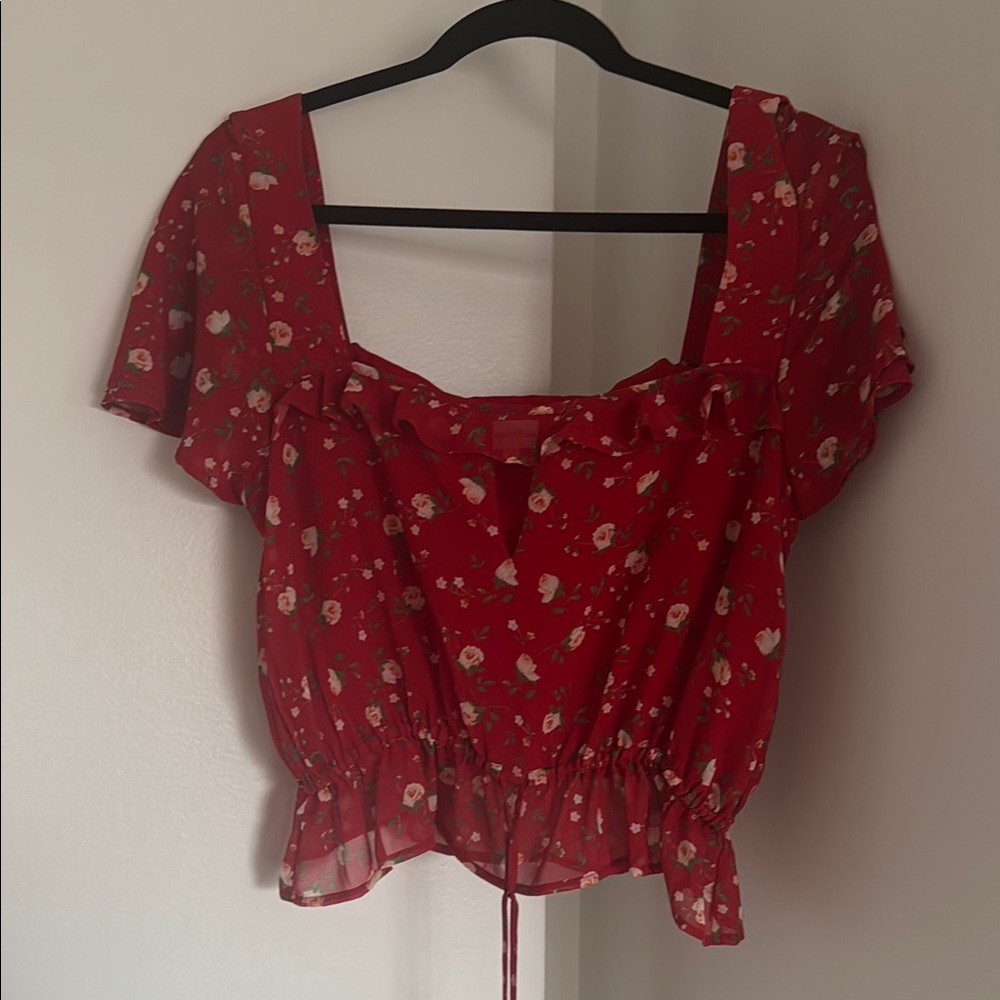 Privacy Please Revolve Floral Red Women's Top size L